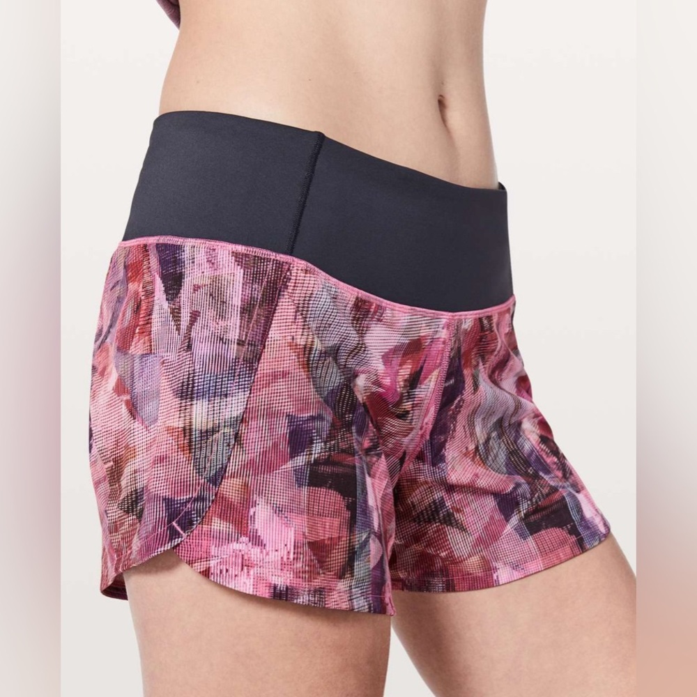 Lululemon Run Times Short II 4” Sun Dazed Multi Pink / Super Dark